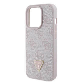 Guess GUHCP15LP4TDPP iPhone 15 Pro 6,1&quot; růžové/růžové pevné pouzdro Leather 4G Triangle Strass