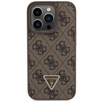 Guess GUHCP15LP4TDPW iPhone 15 Pro 6,1&quot; hnědé/hnědé pevné pouzdro Leather 4G Triangle Strass