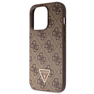 Guess GUHCP15LP4TDSCPW iPhone 15 Pro 6,1&quot; hnědý/hnědý pevný obal Crossbody 4G kovové logo