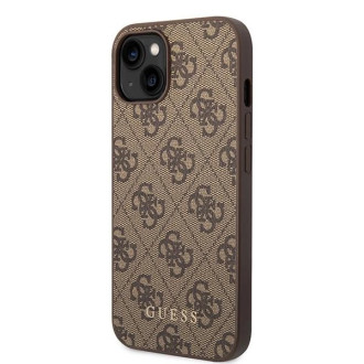 Guess GUHCP15MG4GFBR iPhone 15 Plus 6,7&quot; hnědé/hnědé pevné pouzdro 4G kovové zlaté logo