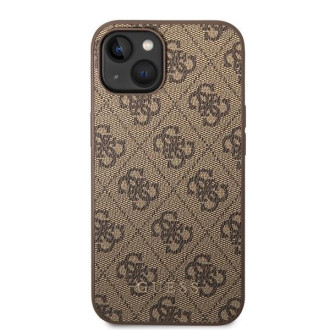 Guess GUHCP15MG4GFBR iPhone 15 Plus 6,7&quot; hnědé/hnědé pevné pouzdro 4G kovové zlaté logo