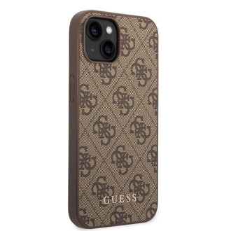 Guess GUHCP15MG4GFBR iPhone 15 Plus 6,7&quot; hnědé/hnědé pevné pouzdro 4G kovové zlaté logo