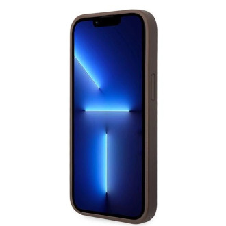 Guess GUHCP15MG4GFBR iPhone 15 Plus 6,7&quot; hnědé/hnědé pevné pouzdro 4G kovové zlaté logo
