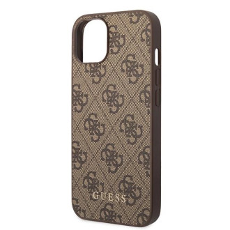 Guess GUHCP15MG4GFBR iPhone 15 Plus 6,7&quot; hnědé/hnědé pevné pouzdro 4G kovové zlaté logo