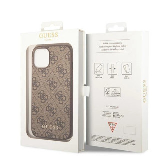 Guess GUHCP15MG4GFBR iPhone 15 Plus 6,7&quot; hnědé/hnědé pevné pouzdro 4G kovové zlaté logo