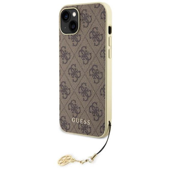 Guess GUHCP15MGF4GBR iPhone 15 Plus 6,7&quot; hnědé/hnědé pevné pouzdro 4G Charms Collection