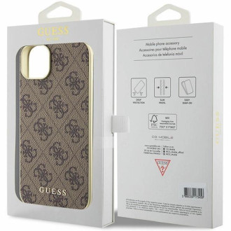 Guess GUHCP15MGF4GBR iPhone 15 Plus 6,7&quot; hnědé/hnědé pevné pouzdro 4G Charms Collection
