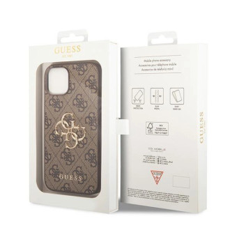 Guess GUHCP15S4GMGBR iPhone 15 6,1&quot; hnědý/hnědý pevný obal 4G velké kovové logo