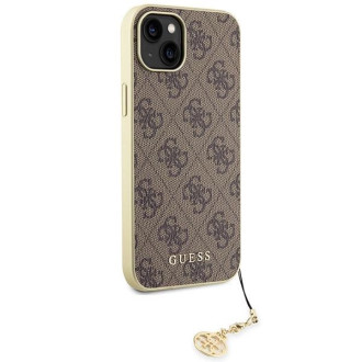 Guess GUHCP15SGF4GBR iPhone 15 6,1&quot; hnědé/hnědé pevné pouzdro 4G Charms Collection