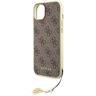 Guess GUHCP15SGF4GBR iPhone 15 6,1&quot; hnědé/hnědé pevné pouzdro 4G Charms Collection