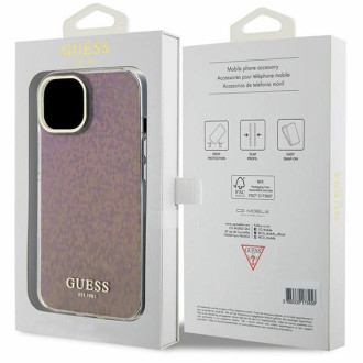 Guess GUHCP15SHDECMP iPhone 15 6,1&quot; růžový/růžový pevný obal IML Faceted Mirror Disco Iridescent