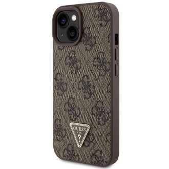 Guess GUHCP15SP4TDSCPW iPhone 15 6,1&quot; hnědý/hnědý pevný obal Crossbody 4G kovové logo