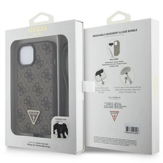 Guess GUHCP15SP4TDSCPW iPhone 15 6,1&quot; hnědý/hnědý pevný obal Crossbody 4G kovové logo