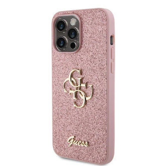 Guess GUHCP15XHG4SGP iPhone 15 Pro Max 6,7&quot; růžové/růžové pevné pouzdro Glitter Script Big 4G