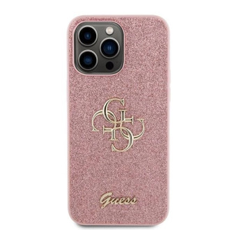 Guess GUHCP15XHG4SGP iPhone 15 Pro Max 6,7&quot; růžové/růžové pevné pouzdro Glitter Script Big 4G