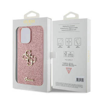 Guess GUHCP15XHG4SGP iPhone 15 Pro Max 6,7&quot; růžové/růžové pevné pouzdro Glitter Script Big 4G