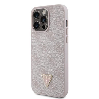 Guess GUHCP15XP4TDPP iPhone 15 Pro Max 6,7&quot; růžové/růžové pevné pouzdro kožené 4G diamantový trojúhelník