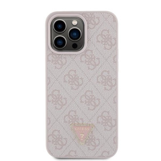 Guess GUHCP15XP4TDPP iPhone 15 Pro Max 6,7&quot; růžové/růžové pevné pouzdro kožené 4G diamantový trojúhelník