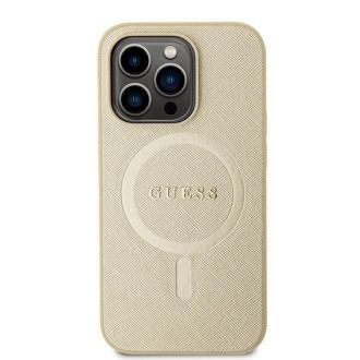 Guess GUHMP15LPSAHMCB iPhone 15 Pro 6,1&quot; zlatý/zlatý pevný obal Saffiano MagSafe