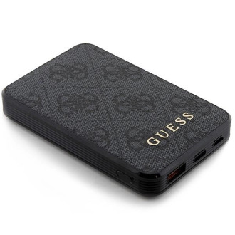 Powerbanka Guess 15W GUPB5LP4GEGK 5000mAh černo/černá 4G kožené kovové logo