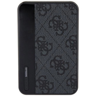 Powerbanka Guess 15W GUPB5LP4GEGK 5000mAh černo/černá 4G kožené kovové logo