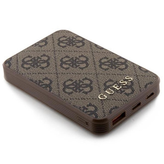 Guess Powerbank 15W GUPB5LP4GEGW 5000mAh hnědá/hnědá 4G kožené kovové logo