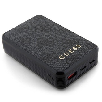 Guess Powerbank 18W GUPB10DP4GEGK 10000mAh černá/černá 4G kožené kovové logo