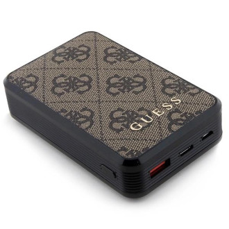 Guess Powerbank 18W GUPB10DP4GEGW 10000mAh hnědá/hnědá 4G kožené kovové logo