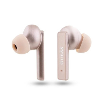 Sluchátka Bluetooth Guess GUTWSSU20ALEGP TWS + Dock Rose Gold/Rose Gold Tištěné logo
