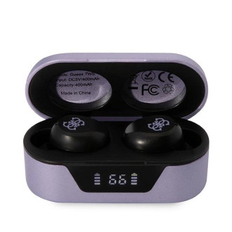 Bluetooth sluchátka Guess GUTWST31EU TWS + dokovací stanice fialová/fialová