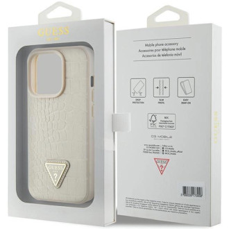 Pouzdro Guess Croco Triangle Logo pro iPhone 15 Pro - zlaté