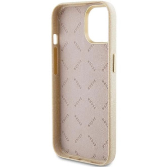 Pouzdro Guess Glitter Glossy Script pro iPhone 15 - zlaté