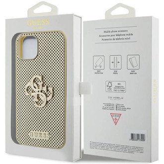 Guess Perforated 4G Glitter pouzdro pro iPhone 15 - zlaté