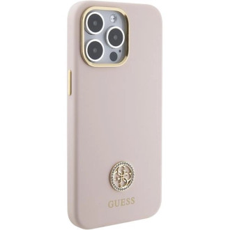 Guess silikonové pouzdro Logo Strass 4G pro iPhone 15 Pro Max - růžové