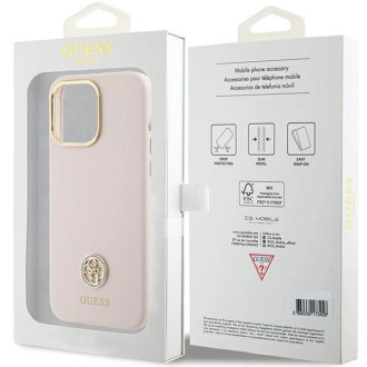 Guess silikonové pouzdro Logo Strass 4G pro iPhone 15 Pro Max - růžové