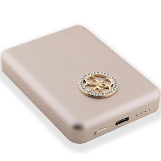 Indukční power banka Guess MagSafe 4G Strassed Metal Logo 15W 5000mAh - zlatá