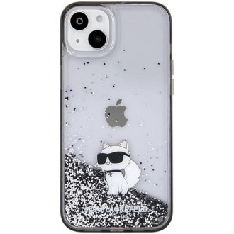 Pouzdro Karl Lagerfeld Liquid Glitter Choupette pro iPhone 15 Plus - průhledné