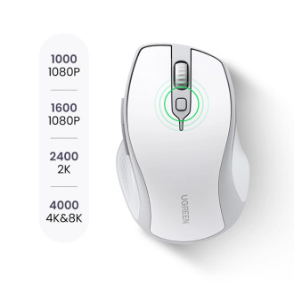 Ugreen MU101 ergonomická bezdrátová myš Bluetooth / 2,4 GHz - bílá