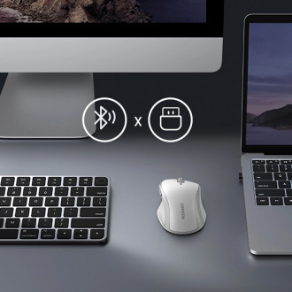 Ugreen MU101 ergonomická bezdrátová myš Bluetooth / 2,4 GHz - bílá