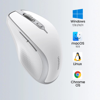 Ugreen MU101 ergonomická bezdrátová myš Bluetooth / 2,4 GHz - bílá