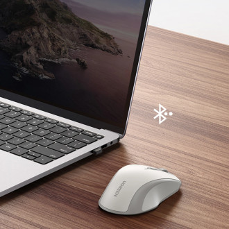 Ugreen MU101 ergonomická bezdrátová myš Bluetooth / 2,4 GHz - bílá