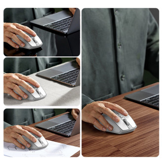 Ugreen MU101 ergonomická bezdrátová myš Bluetooth / 2,4 GHz - bílá