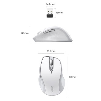 Ugreen MU101 ergonomická bezdrátová myš Bluetooth / 2,4 GHz - bílá