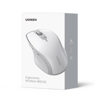 Ugreen MU101 ergonomická bezdrátová myš Bluetooth / 2,4 GHz - bílá