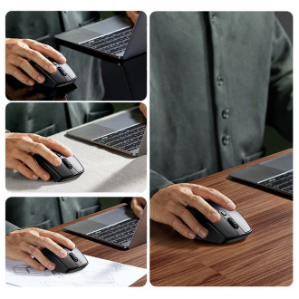 Ugreen MU101 ergonomická bezdrátová myš Bluetooth / 2,4 GHz - černá