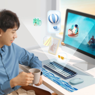 Bezdrátová mechanická klávesnice Ugreen KU101 Bluetooth/USB-C s podsvícením – modrá