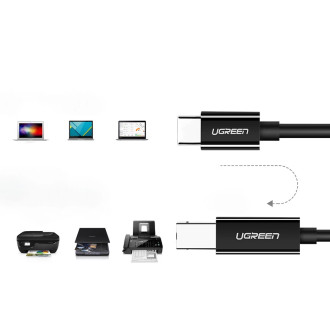 Ugreen US241 USB-C 2.0 - USB-B kabel 1 m - černý