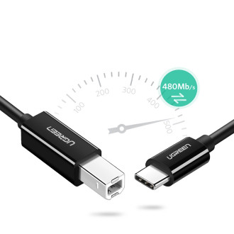 Ugreen US241 USB-C 2.0 - USB-B kabel 1 m - černý