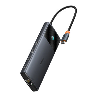 HUB 10in1 Baseus Metal Gleam Series USB-C na USB-C PD / USB-C / 3x USB-A / 2x HDMI / RJ-45 / SD / TF - černá