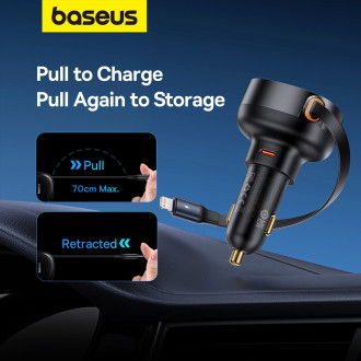 Baseus Enjoyment Pro USB-C (samice) / Lightning (samec) 60W nabíječka do auta - černá